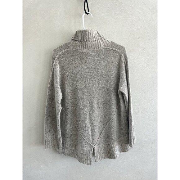 BROCHU WALKER Carrie Women’s back slit Beige Gray turtleneck sweater Alpaca S - Picture 4 of 5